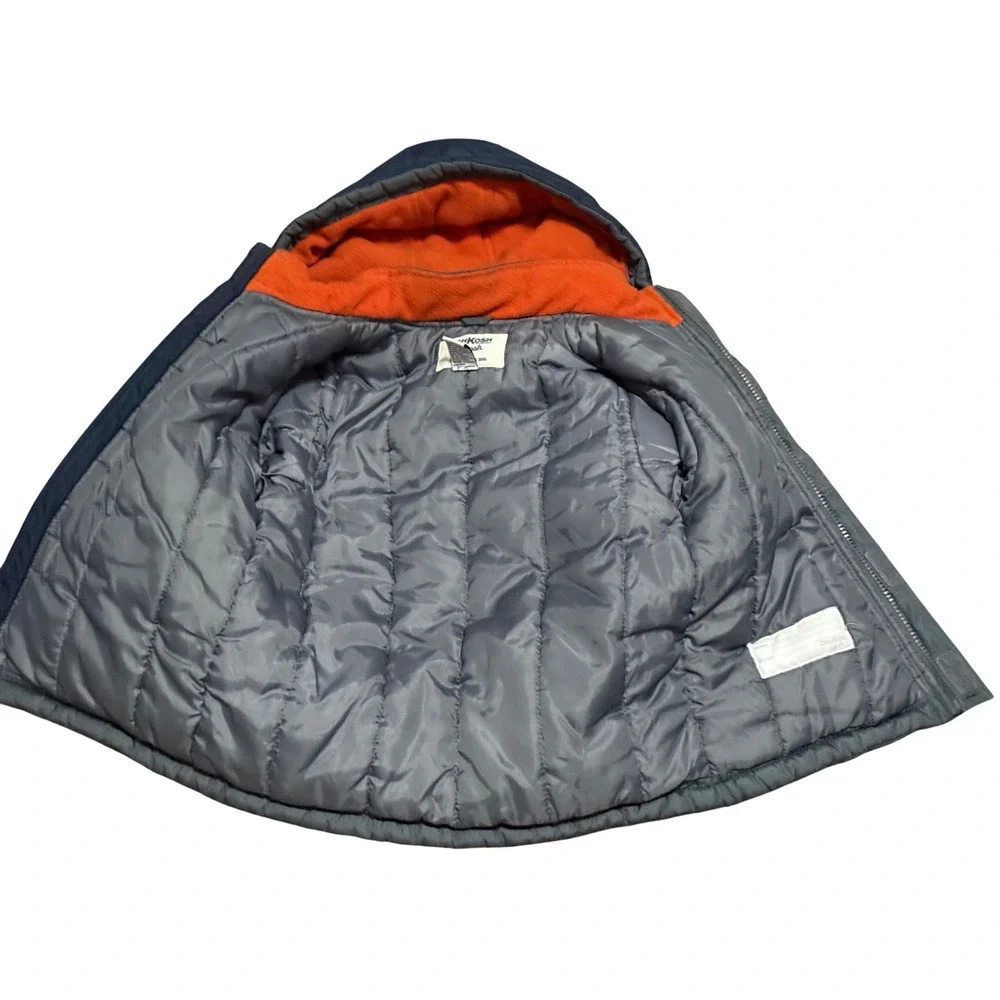 OshKosh Bgosh Kids 4T Navy Grey Orange Hooded Puffer Jacket Colorblock Coat